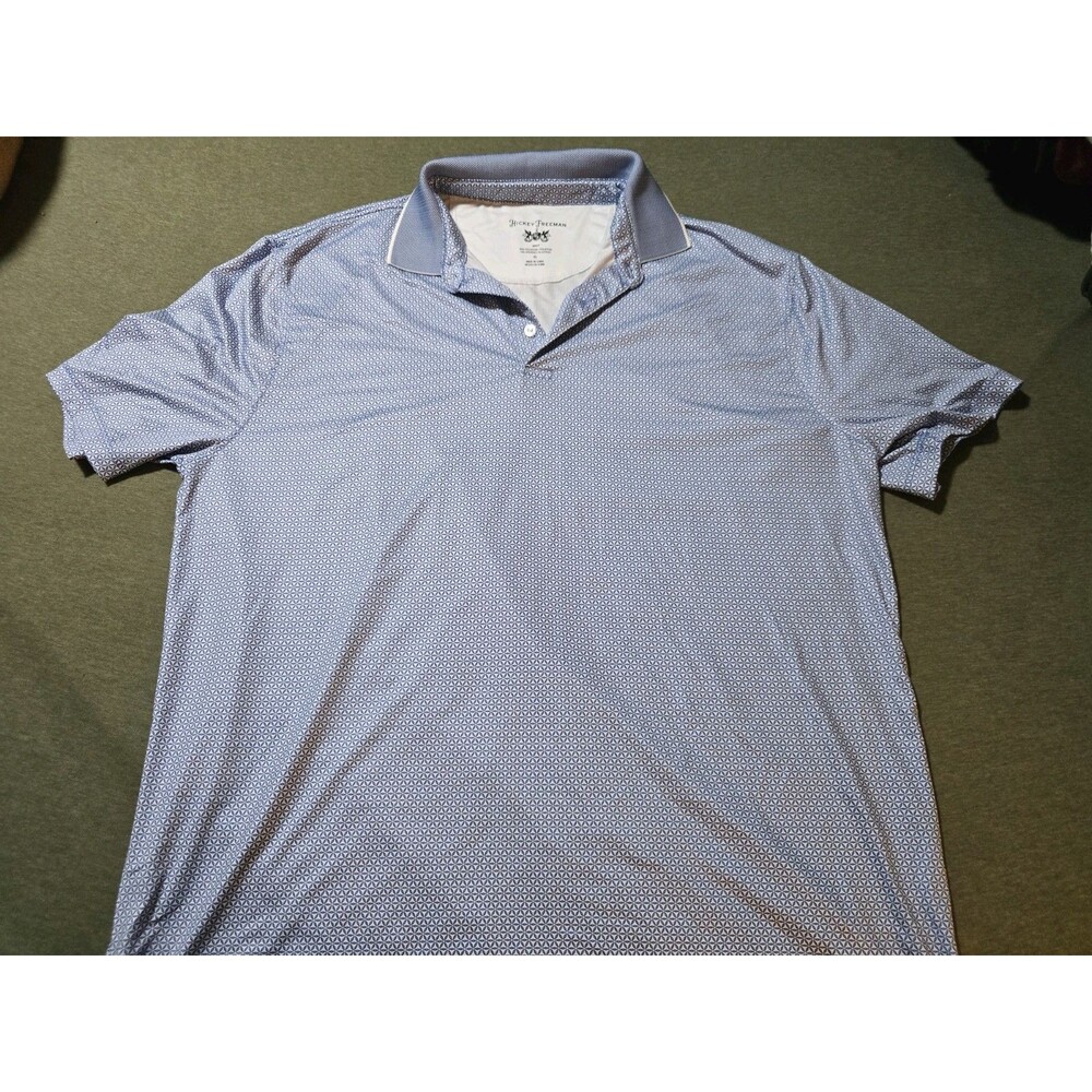 Hickey Freeman Men's XL Golf Polo Shirt Short Sleeve Blue/white Performance